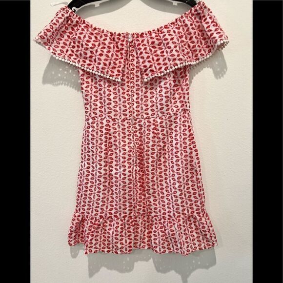 CITY STUDIO Womens Red Eyelet Off Shoulder Above The Knee Dress size 7 - Picture 4 of 5
